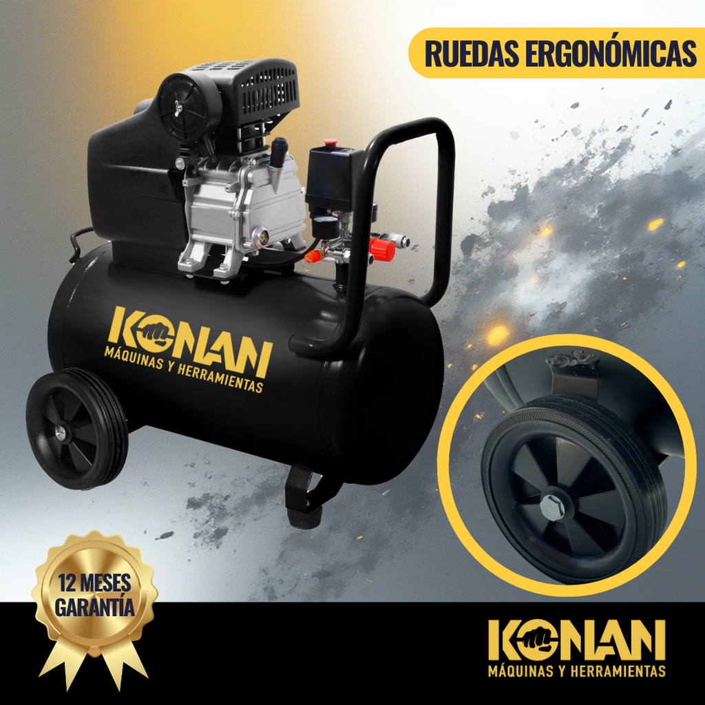 Compresor De Aire Con Kit Konan 40 Lts 2hp 8 Bar 135 L/min Negro 50 Hz Monofásica 