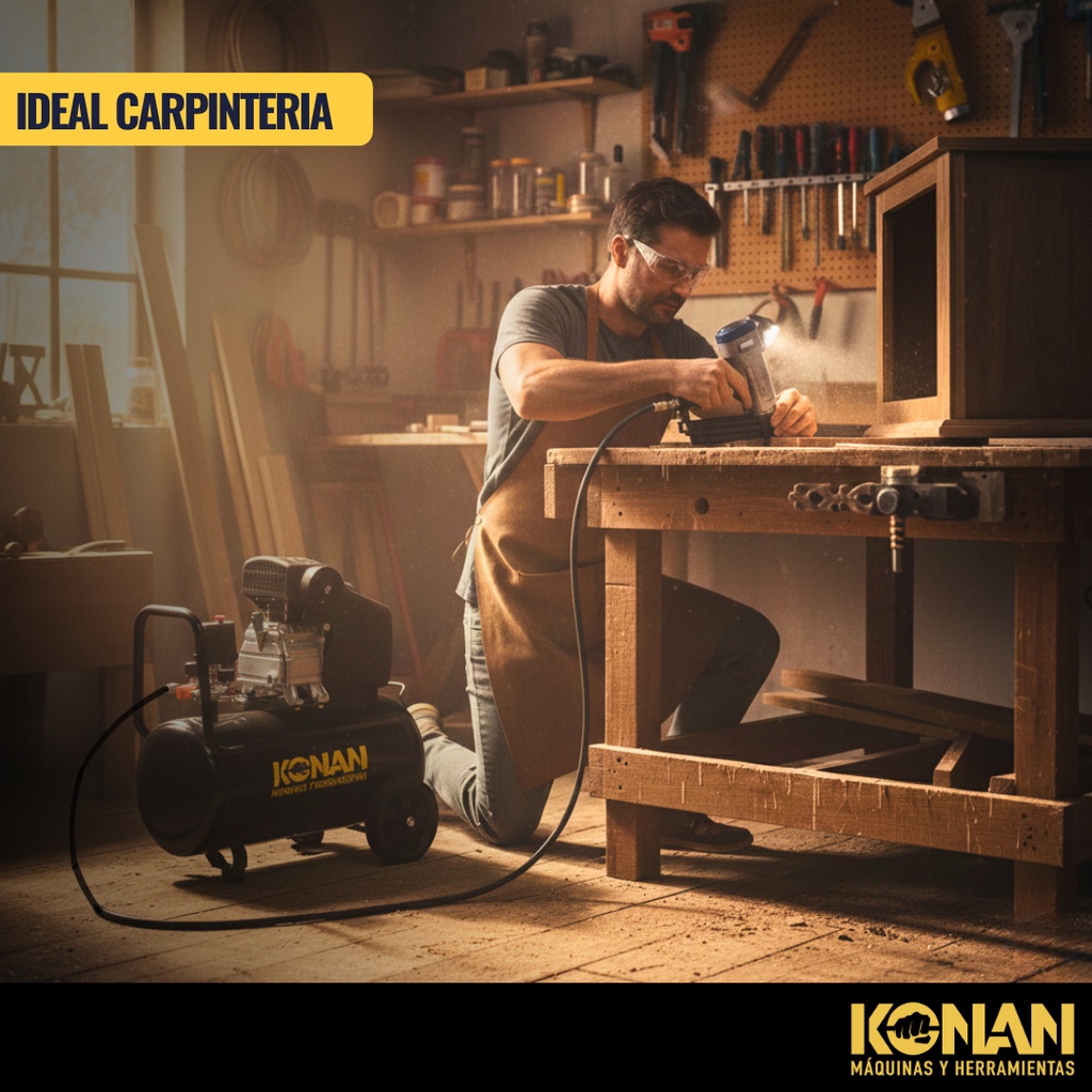 Compresor De Aire Con Kit Konan 40 Lts 2hp 8 Bar 135 L/min Negro 50 Hz Monofásica 