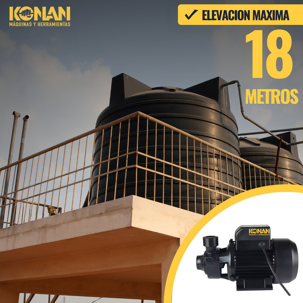 Bomba Periferica Konan 1/2hp Altura 28mts Caudal 28 L/min Negro 50 Hz Monofásica 