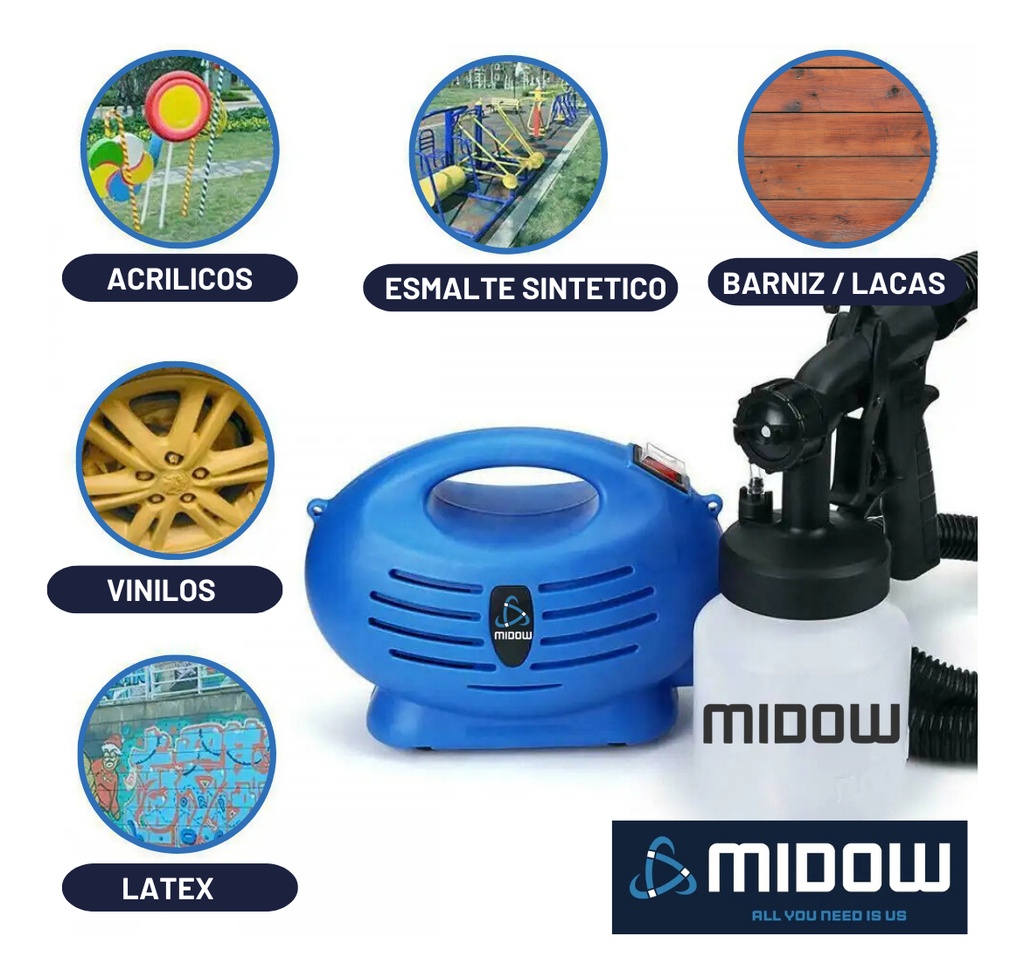Equipo Pistola Para Pintar con Soplete Midow 650w 