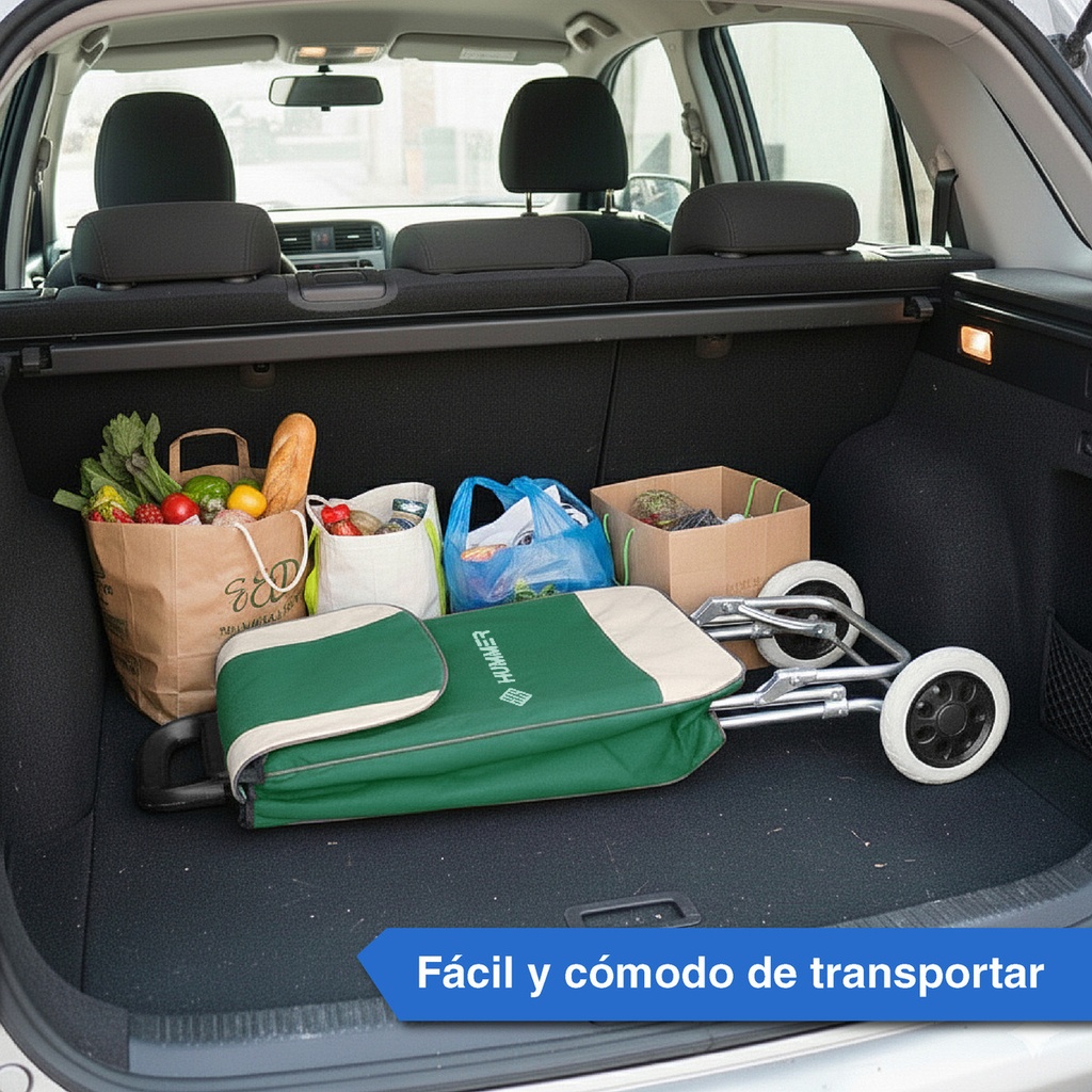 Changuito De Compras Reforzado 35 L Plegable Verde 