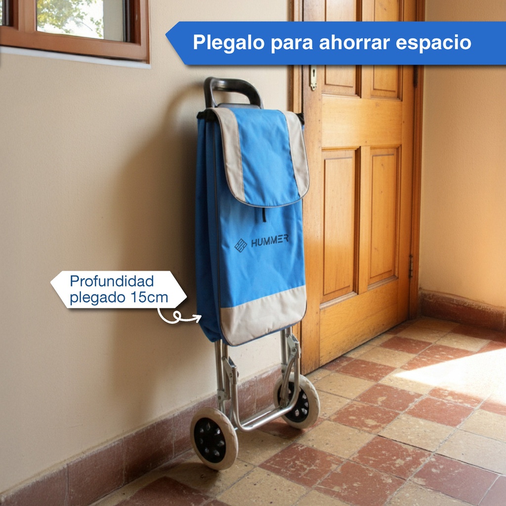 Changuito De Compras Reforzado 35 L Plegable Celeste 