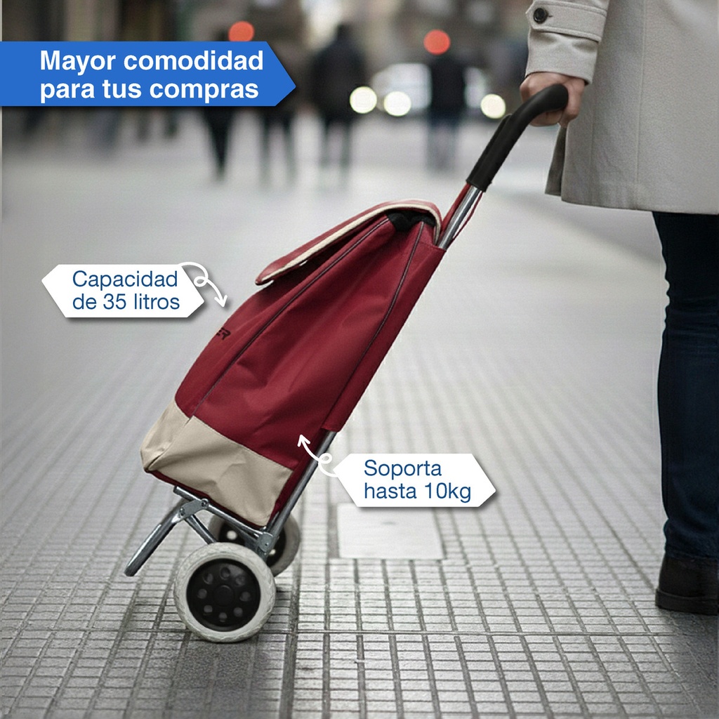 Changuito De Compras Reforzado 35 L Plegable Bordo