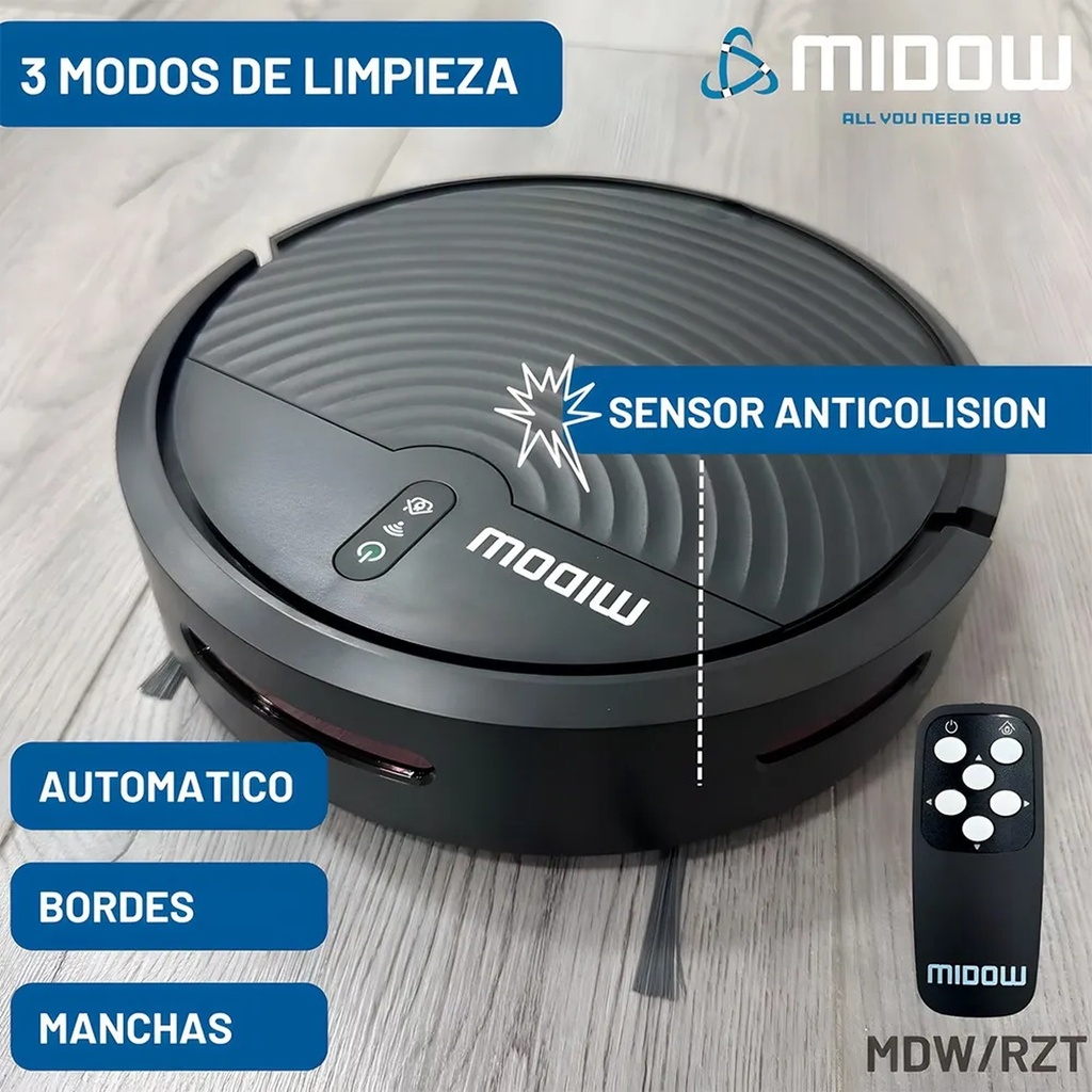 Aspiradora Robot Midow Wifi Smart Trapeador 3 Modos Limpieza