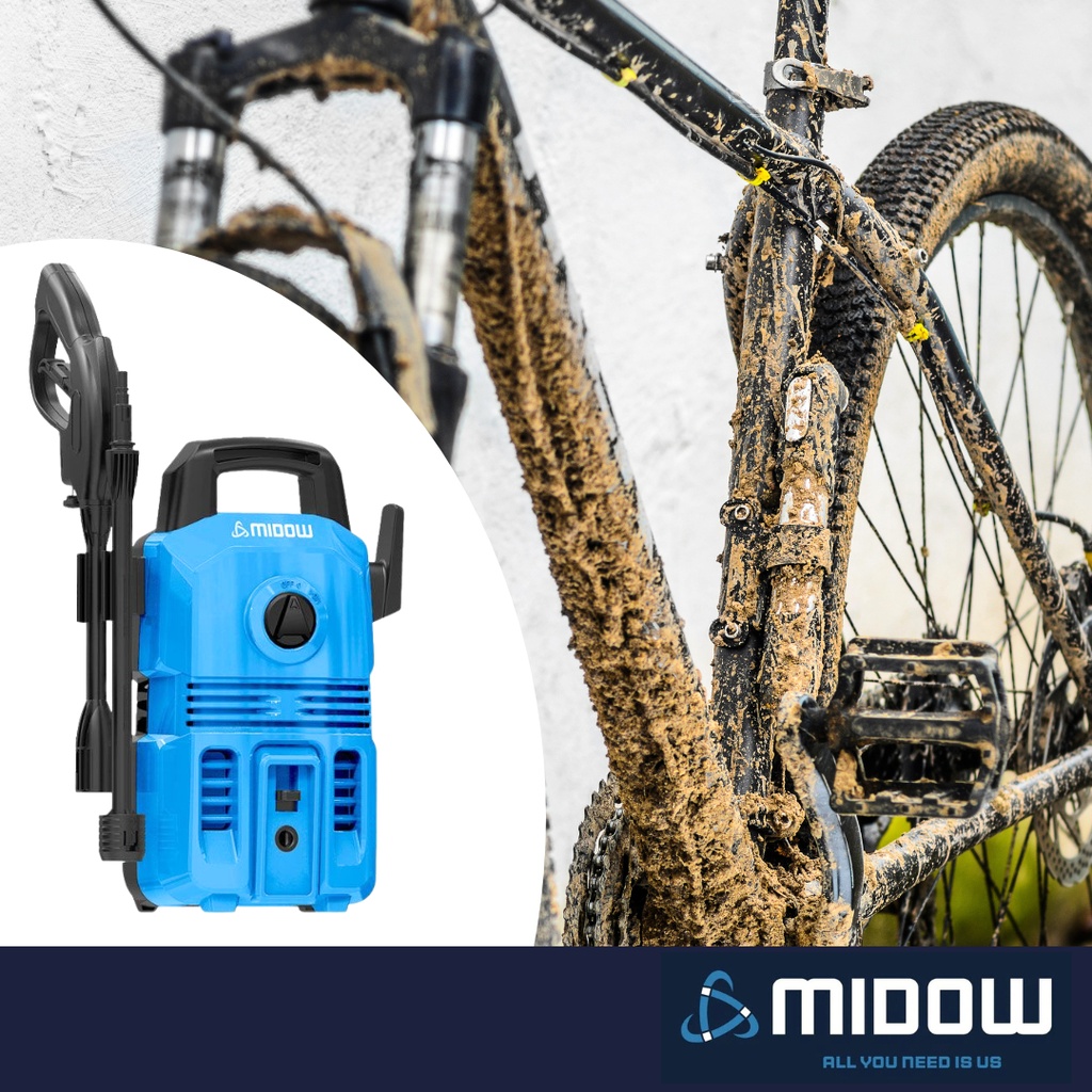 Hidrolavadora Midow 1300w 105 Bar Caudal 360 L/h Accesorios