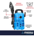 Hidrolavadora Midow 1300w 105 Bar Caudal 360 L/h Accesorios