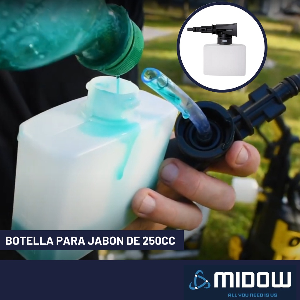 Hidrolavadora Midow 1300w 105 Bar Caudal 360 L/h Accesorios
