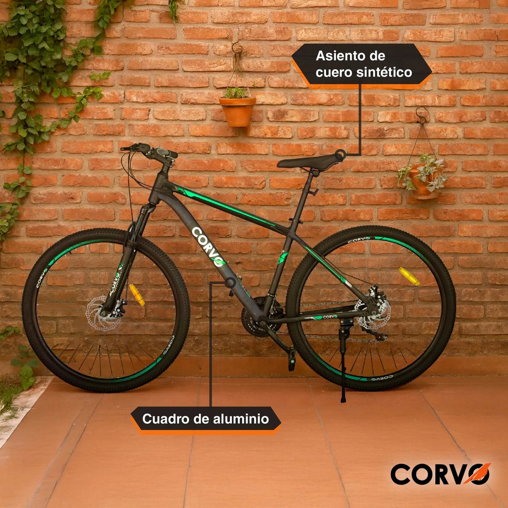 Bicicleta Mountain Bike Corvo R29 21v Negro/Verde