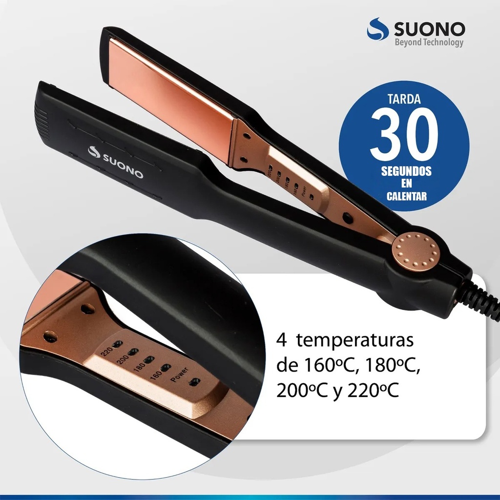 Planchita De Pelo Suono Snpe-1102 Negra Placas de Ceramica 