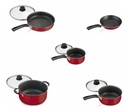 Batería De Cocina Simple Cooking 9 Pzas Color Rojo Tramontina