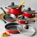 Batería De Cocina Simple Cooking 9 Pzas Color Rojo Tramontina