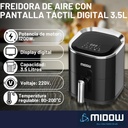 Freidora De Aire Sin Aceite Midow 3.5 Lts 1200w Display Led Negro