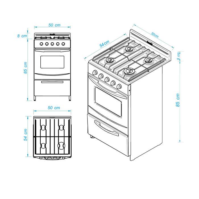 Cocina Escorial Candor Gas Envasado Con Puerta Con Visor Color Blanco
