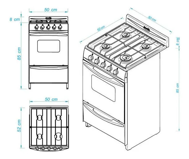 Cocina Escorial Palace Cristal Gas Envasado 51cm