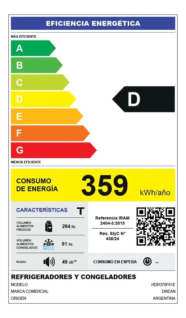 Heladera Con Freezer Cíclica 362l Gris Drean Hdr370f61e