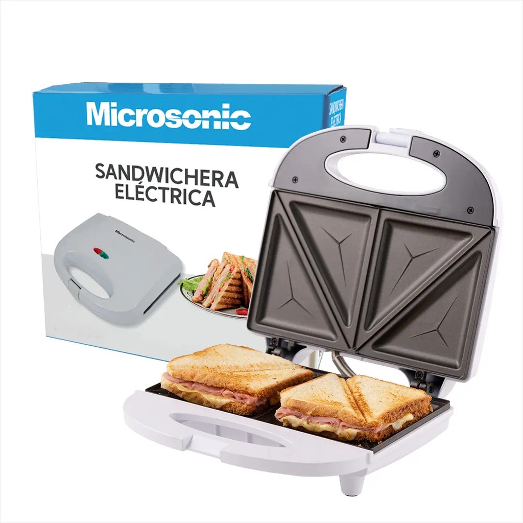 Sandwichera Eléctrica Microsonic Tostadora 700w Color Blanco