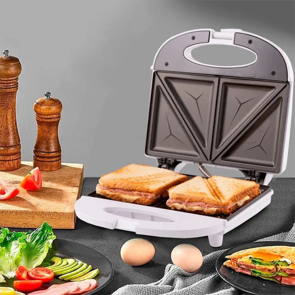 Sandwichera Eléctrica Microsonic Tostadora 700w Color Blanco