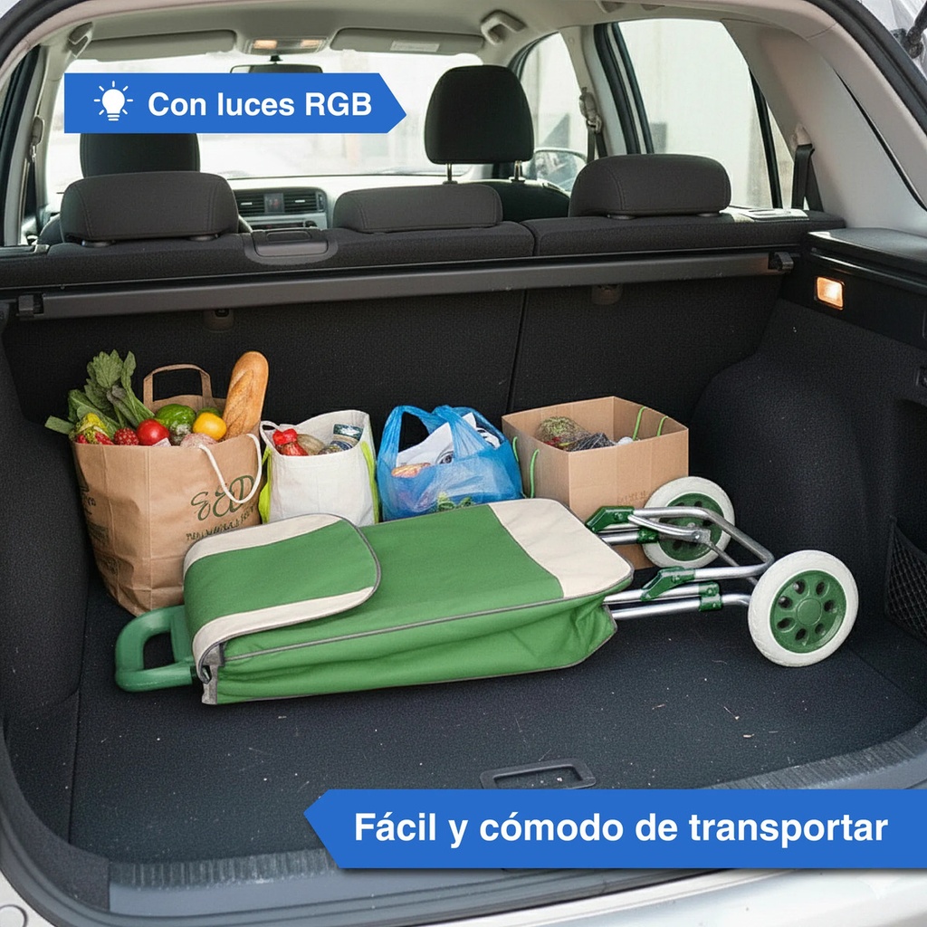 Changuito De Compras Reforzado 35 L Plegable Mercado Y Hogar Verde