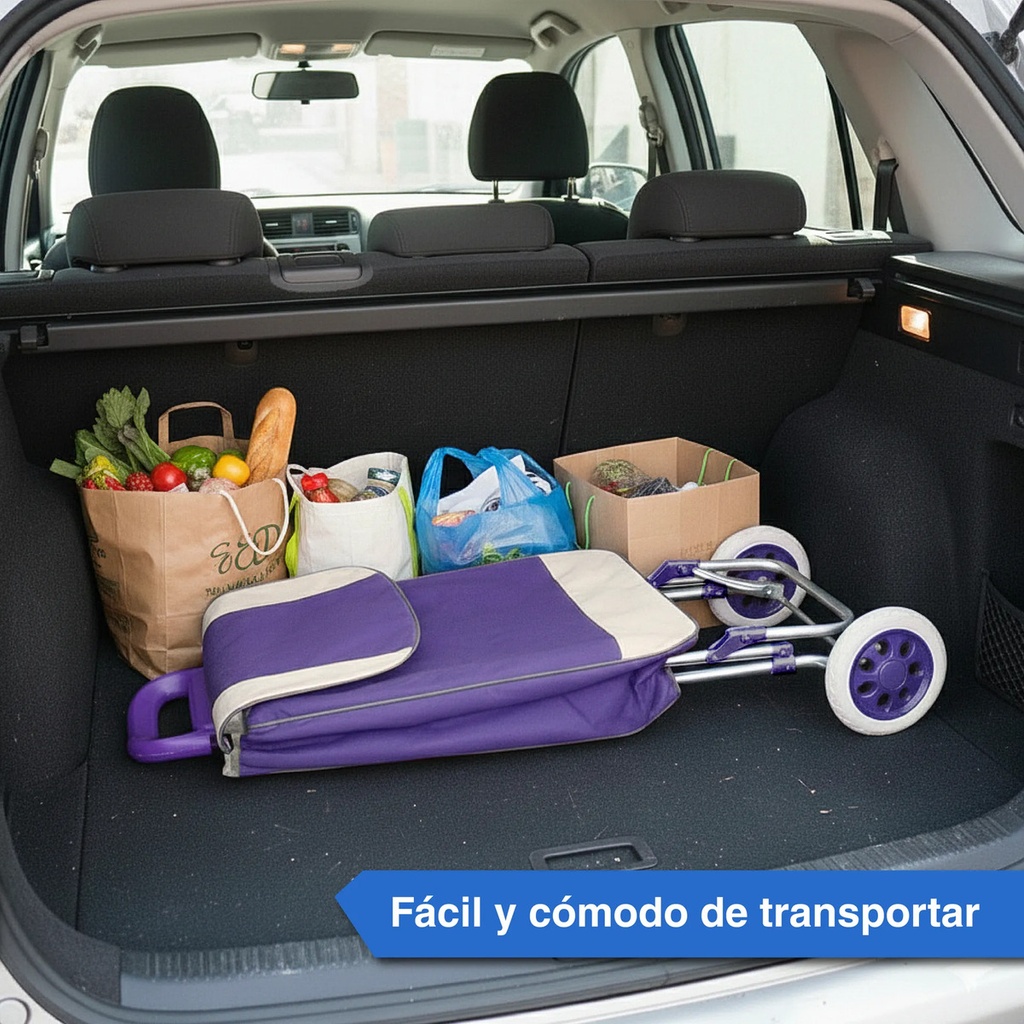 Changuito De Compras Reforzado 35 L Plegable Mercado Y Hogar Violeta