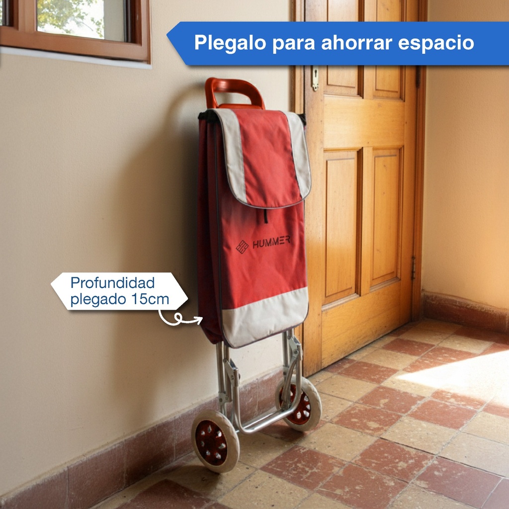 Changuito De Compras Reforzado 35 L Plegable Rojo 