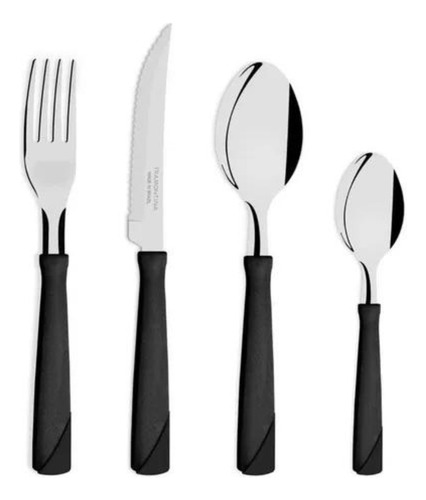 Juego De Cubiertos Tramontina Set Cubiertos X24 New Kolor Negro - 24