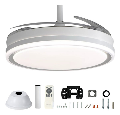 Ventilador De Techo Kanji Retráctil Blanco 4 Aspas 6 Velocid