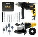 Combo Kit Taladro 13mm 750w + Amoladora 115mm 720w Konan