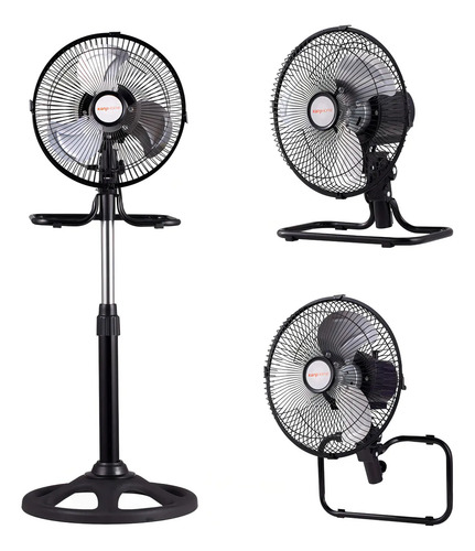 Ventilador Kanjihome 10 3 En 1 65w 3 Velocidades Kjh-fh1306 25.4 Cm Negro Metalicas Metalicas 