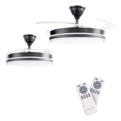 Combo X2 Ventiladores Vitta De Techo Retractil C/luz 6vel Color Negro