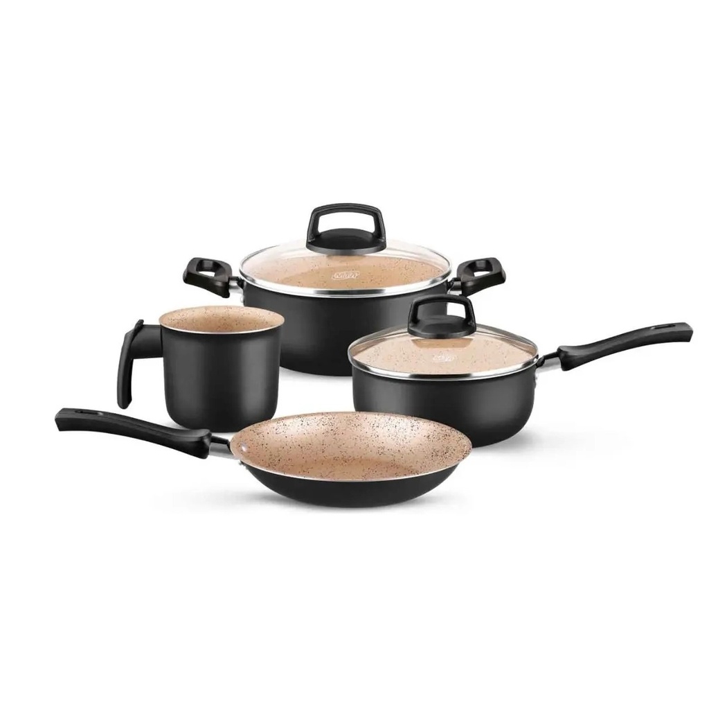 Bateria de Cocina 4 Piezas Olla Cacerola Aluminio Antiadherente Mta