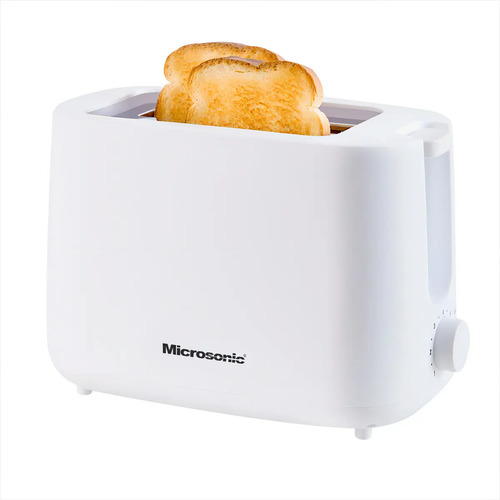 Tostadora Eléctrica Microsonic 800w 2 Panes Rebanadas Blanco