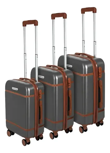 Set 3 Valijas Aeropostales 20 24 28 Rigida gris/marron