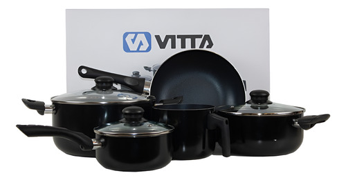 [5440] Bateria De Cocina 9 Piezas Vitta Set Ollas Sarten Wok Teflon