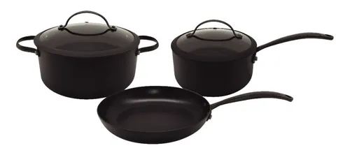 [5133] Batería Total Black Inducción Hudson Juego Set Teflón 5 Pzs