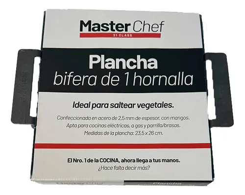 [4988] Plancha Bifera 4 Hornallas 23.5 X 26cm X 2.5mm Master Chef