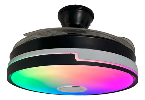 [6440] Ventilador Vitta De Techo Retractil C/luz Rgb Y Parlante - Acero 