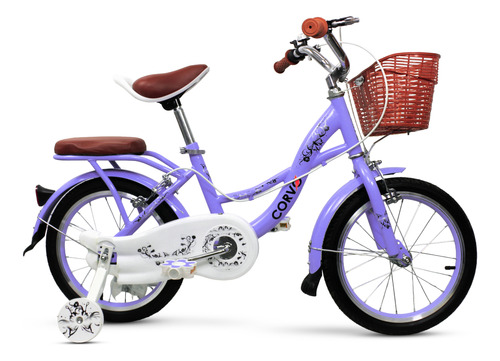 [6294] Bicicleta Infantil Corvo Rodado 16 de Acero color Violeta C/ Rueditas