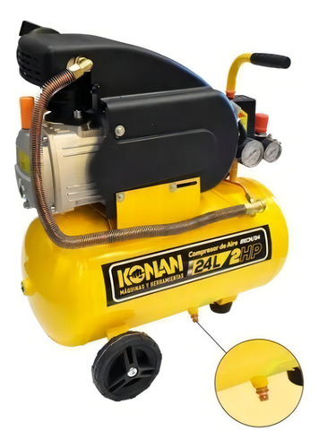 [7005] Compresor Aire Portátil Konan 24l 2hp Monofásico 210 L/min