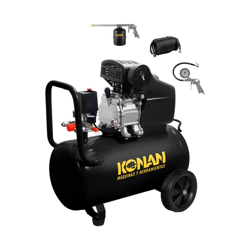 [7006] Compresor De Aire Con Kit Konan 40 Lts 2hp 8 Bar 135 L/min Negro 50 Hz Monofásica 